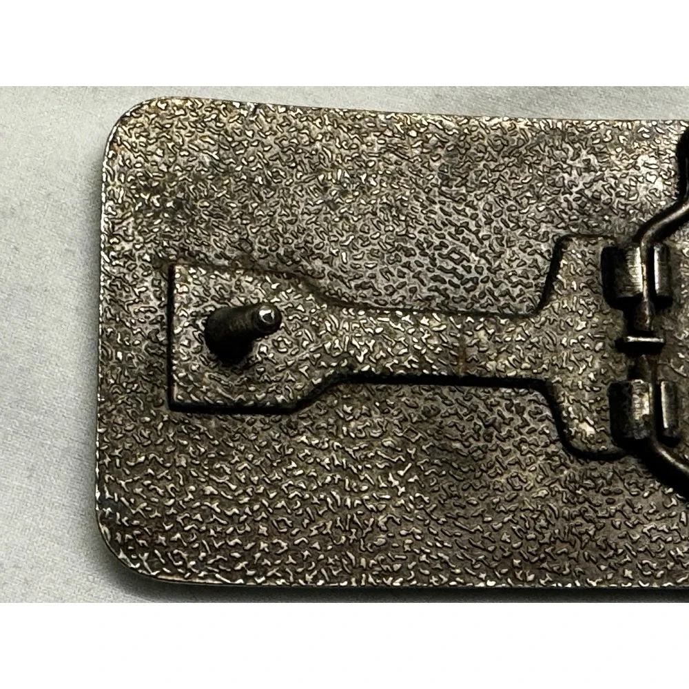 Textured‎ Nugget Rectangle Belt Buckle Antiqued Silver Tone Western Style